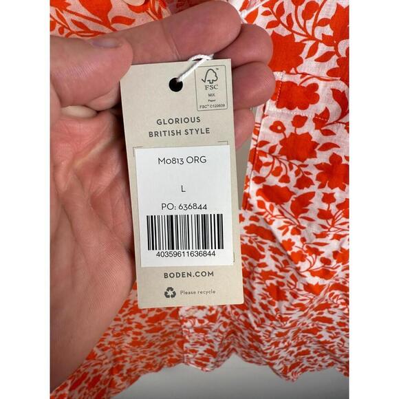 NWT Boden Revere Linen Cotton Shirt Floral Print Vacation Large - Picture 2 of 6